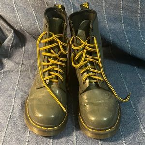 Doc martens gray patent boots